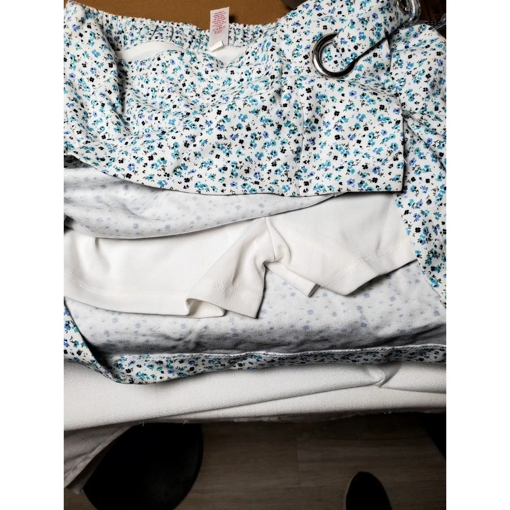 Justice Girls Size 14 Blue Floral Skort Built-In Shorts Wrap Style Stretch Skirt